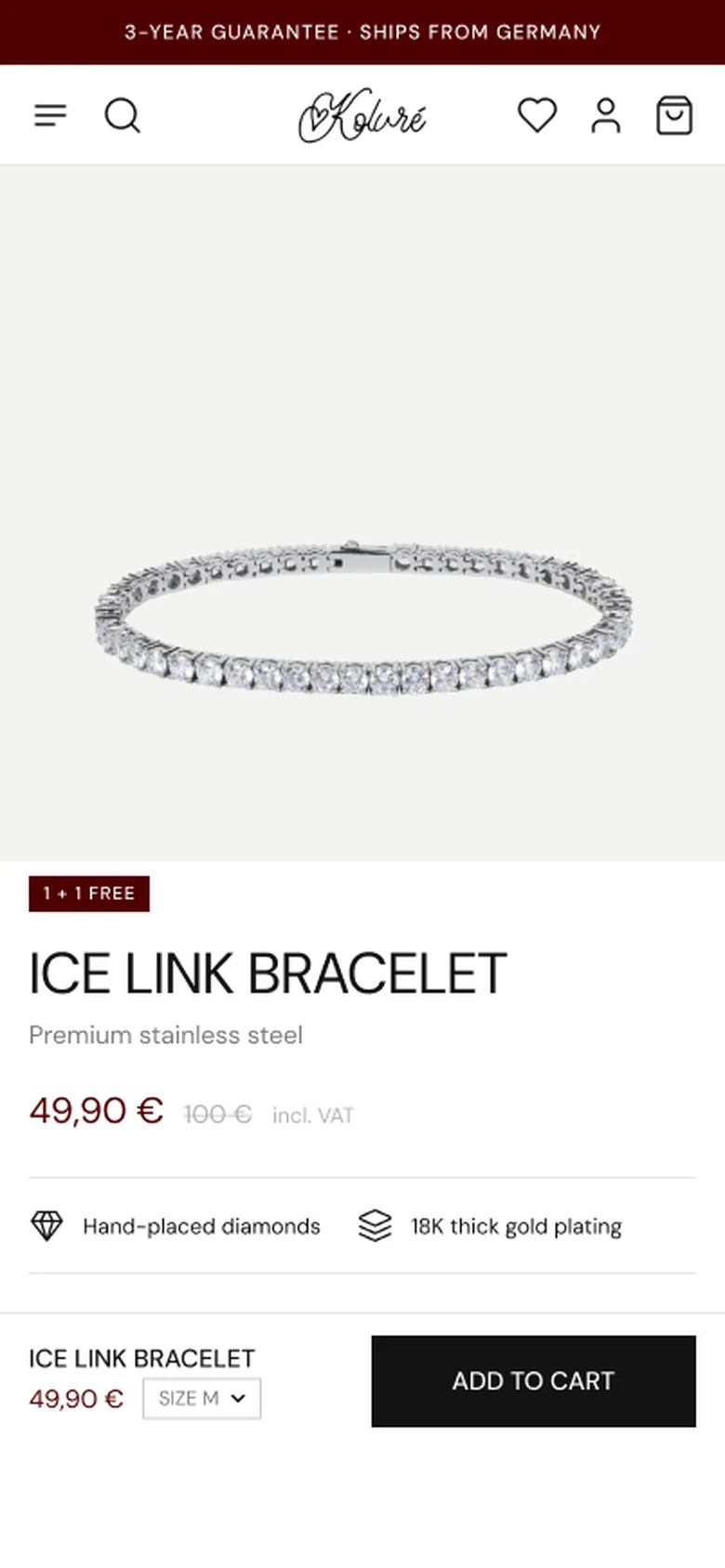 Produktseite von Koluré am iPhone