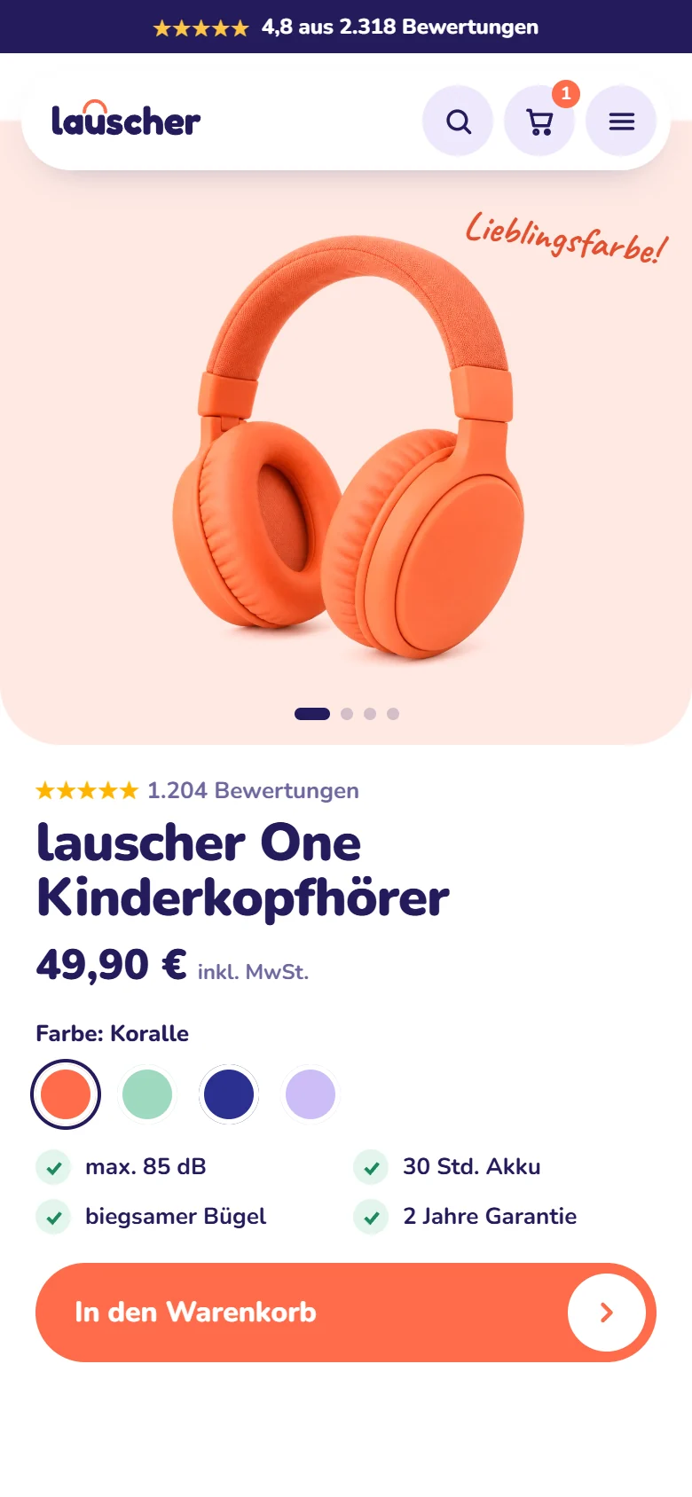 Produktseite von lauscher am iPhone