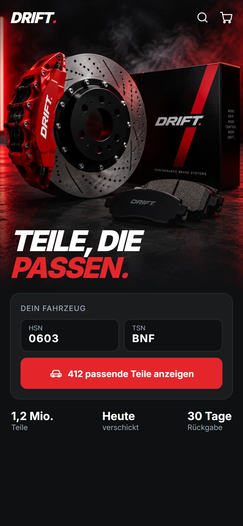 Beispielshop Drift am iPhone