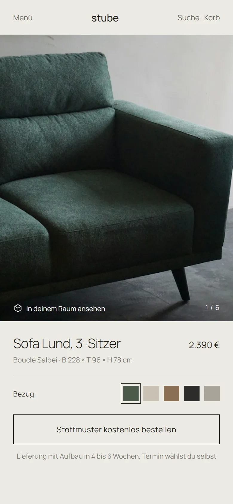 Beispielshop Stube am iPhone