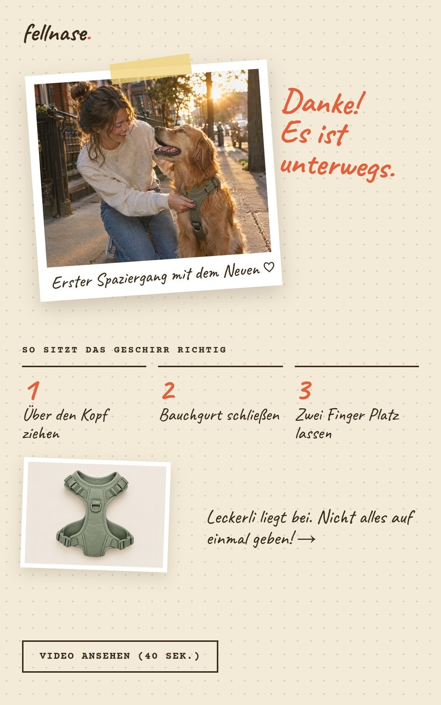 Mail nach dem Kauf von Fellnase im Scrapbook-Stil