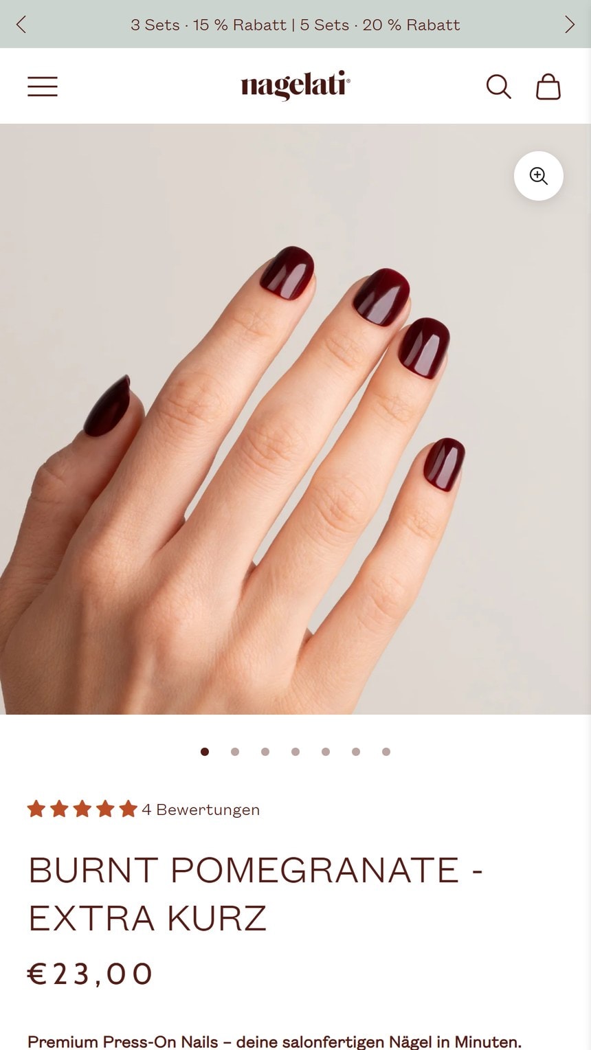 Nagelati: Produktseite Burnt Pomegranate am Handy